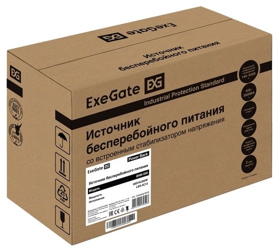 ИБП ExeGate Power Back BNB-500.LED.4C13 500VA 300W, LED, 4*C13, Black 294607