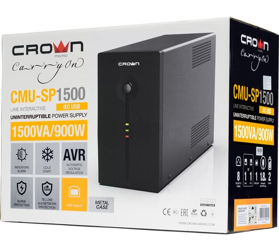 Источник бесперебойного питания CROWN CMU-SP1500IEC USB CM000003131