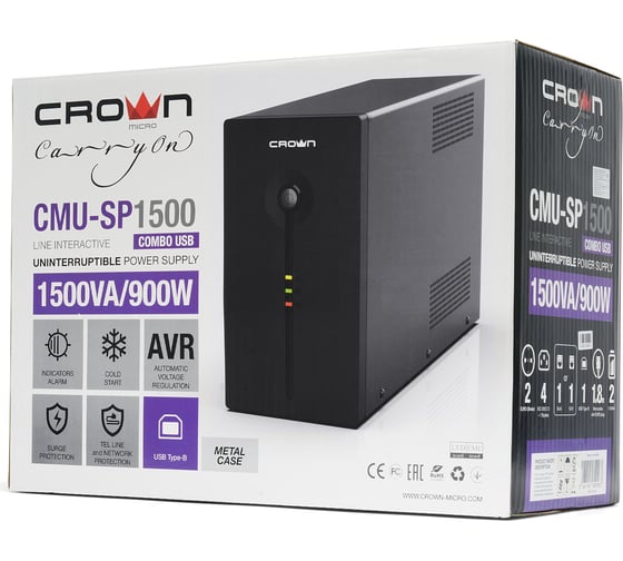 Источник бесперебойного питания CROWN CMU-SP1500COMBO USB CM000003127