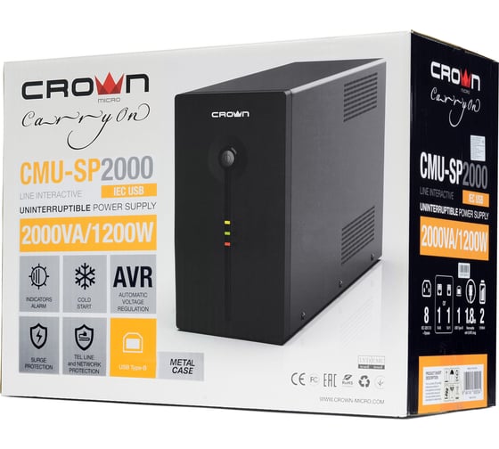 Источник бесперебойного питания CROWN CMU-SP2000IEC USB CM000003132