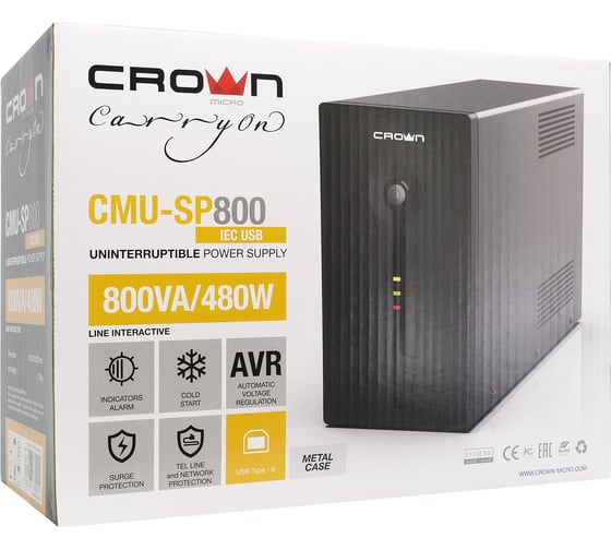 Источник бесперебойного питания CROWN CMU-SP800IEC LCD USB CM000001868