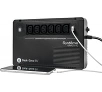 ИБП Systeme Electric Back-Save BV 800 ВА, автоматическая регулировка напряжения, 6 розеток С13, 230 В, 1 USB Type-A BVSE800I