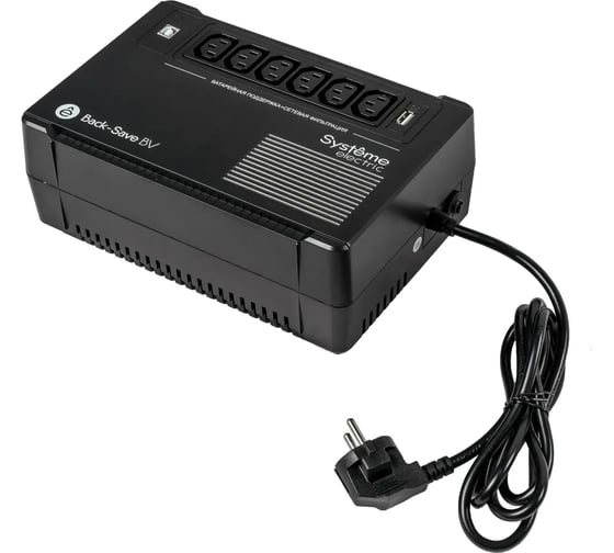 ИБП Systeme Electric Back-Save BV 600 ВА, автоматическая регулировка напряжения, 6 розеток С13, 230 В, 1 USB Type-A BVSE600I