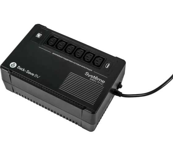 ИБП Systeme Electric Back-Save BV 600 ВА, автоматическая регулировка напряжения, 6 розеток С13, 230 В, 1 USB Type-A BVSE600I