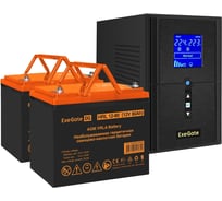 Комплект ИБП ExeGate EX295987RUS+батарея80Aч EX285654RUS 2 шт., инвертор, синус, для котла SineTowerSZ-1000.LCD.AVR.2SH.1C13.USB1000VA800W, чистая синусоида, LCD дисплей, AVR 296802