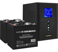 Комплект ИБП ExeGate EX295988RUS+батарея55Aч EX285667RUS 2 шт., инвертор, синус, для котла SineTowerSZ-1500.LCD.AVR.2SH.1C13.USB1500VA1200W, чистая синусоида, LCD дисплей, AVR 296819