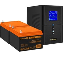 Комплект ИБП ExeGate EX295988RUS+батарея26Aч EX285663RUS 2 шт., инвертор, синус, для котла SineTowerSZ-1500.LCD.AVR.2SH.1C13.USB1500VA1200W, чистая синусоида, LCD дисплей, AVR 296813