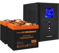 Комплект ИБП ExeGate EX295988RUS+батарея55Aч EX285652RUS 2 шт., инвертор, синус, для котла SineTowerSZ-1500.LCD.AVR.2SH.1C13.USB1500VA1200W, чистая синусоида, LCD дисплей, AVR 296820
