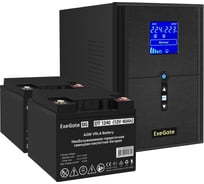 Комплект ИБП ExeGate EX295989RUS+батарея40Aч EX282976RUS 2 шт., инвертор, синус, для котла SineTowerSZ-2000.LCD.AVR.3SH.1C13.USB2000VA1600W, чистая синусоида, LCD дисплей, AVR 296839