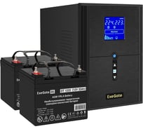 Комплект ИБП ExeGate EX295989RUS+батарея33Aч EX282974RUS 2 шт., инвертор, синус, для котла SineTowerSZ-2000.LCD.AVR.3SH.1C13.USB2000VA1600W, чистая синусоида, LCD дисплей, AVR 296837