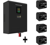 Комплект ИБП ExeGate EX296004RUS+батарея 40Aч EX282976RUS4 штинвертор, синус, для котла, настенный FineSineSX-5000.LCD.AVR.2SH.T5000VA3500W, чистая синусоида, цветной LCD-диспле 296658