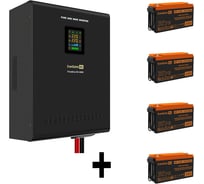 Комплект ИБП ExeGate EX296004RUS+батарея 65Aч EX282982RUS4 штинвертор, синус, для котла, настенный FineSineSX-5000.LCD.AVR.2SH.T5000VA3500W, чистая синусоида, цветной LCD-диспле 296664