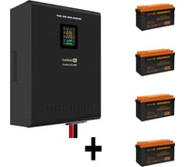 Комплект ИБП ExeGate EX296004RUS+батарея 120Aч EX285657RUS4 штинвертор, синус, для котла, настенный FineSineSX-5000.LCD.AVR.2SH.T5000VA3500W, чистая синусоида, цветной LCD-диспл 296672