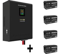 Комплект ИБП ExeGate EX296005RUS+батарея 150Aч EX282990RUS4 штинвертор, синус, для котла, настенный FineSineSX-7000.LCD.AVR.2SH.T7000VA5000W, чистая синусоида, цветной LCD-диспл 296697