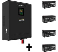 Комплект ИБП ExeGate EX296005RUS+батарея 200Aч EX282991RUS4 штинвертор, синус, для котла, настенный FineSineSX-7000.LCD.AVR.2SH.T7000VA5000W, чистая синусоида, цветной LCD-диспл 296699