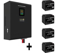 Комплект ИБП ExeGate EX296005RUS+батарея 40Aч EX282976RUS4 штинвертор, синус, для котла, настенный FineSineSX-7000.LCD.AVR.2SH.T7000VA5000W, чистая синусоида, цветной LCD-диспле 296681