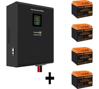 Комплект ИБП ExeGate EX296005RUS+батарея 40Aч EX282979RUS4 штинвертор, синус, для котла, настенный FineSineSX-7000.LCD.AVR.2SH.T7000VA5000W, чистая синусоида, цветной LCD-диспле 296682