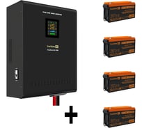 Комплект ИБП ExeGate EX296005RUS+батарея 65Aч EX282982RUS4 штинвертор, синус, для котла, настенный FineSineSX-7000.LCD.AVR.2SH.T7000VA5000W, чистая синусоида, цветной LCD-диспле 296687