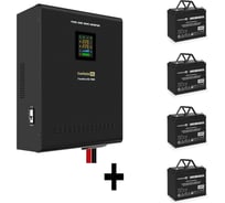 Комплект ИБП ExeGate EX296005RUS+батарея 75Aч EX282983RUS4 штинвертор, синус, для котла, настенный FineSineSX-7000.LCD.AVR.2SH.T7000VA5000W, чистая синусоида, цветной LCD-диспле 296688