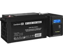Комплект ИБП ExeGate EX295986RUS + батарея 120Aч EX282988RUS 1шт инвертор, синус, для котла SineTower SZ-600.LCD.AVR.1SH 600VA 360W, чистая синусоида, LCD дисплей, AVR, 296783
