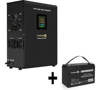 Комплект ИБП ExeGate EX295997RUS+батарея100AчEX282985RUS1шт. инвертор, синус, для котла, настенныйFineSineSX-1000.LCD.AVR.2SH1000VA600W, чистая синусоида, цветнойLCD-дисплей, 296554