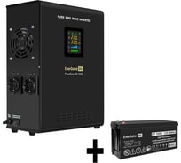 Комплект ИБП ExeGate EX295997RUS+батарея200AчEX282991RUS1шт. инвертор, синус, для котла, настенныйFineSineSX-1000.LCD.AVR.2SH1000VA600W, чистая синусоида, цветнойLCD-дисплей, 296561
