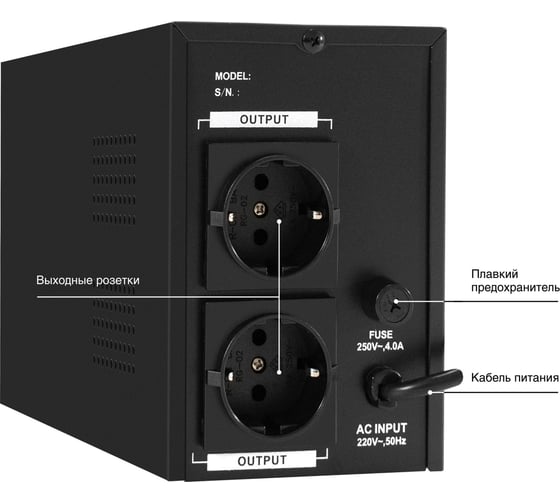 ИБП ExeGate инвертор, синус, для котла SineTower SN-600.LCD.AVR.2SH 600VA 360W, чистая синусоида, LCD дисплей, AVR, 2*Schuko, линейно-интерактивный, Black 295980