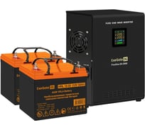 Комплект ExeGate ИБП EX296001RUS+батарея 33Aч EX285664RUS 2шт инвертор,синус,для котла,настенный FineSineSX-2000.LCD.AVR.2SH2000VA1400W,чистая синусоида,цветной LCD-дисплей, 296588