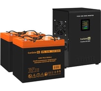 Комплект ExeGate ИБП EX296001RUS+батарея 55Aч EX285652RUS 2шт инвертор,синус,для котла,настенный FineSineSX-2000.LCD.AVR.2SH2000VA1400W,чистая синусоида,цветной LCD-дисплей, 296593