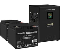 Комплект ExeGate ИБП EX296001RUS+батарея 40Aч EX282976RUS 2шт инвертор,синус,для котла,настенный FineSineSX-2000.LCD.AVR.2SH2000VA1400W,чистая синусоида,цветной LCD-дисплей, 296589