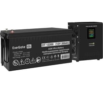 Комплект ExeGate ИБП EX295995RUS + батарея 200Aч EX282991RUS 1шт инвертор, синус, для котла, настенный FineSine SX-500.LCD.AVR.2SH500VA300W, чистая синусоида, цветной LCD-дисплей, AV 296515