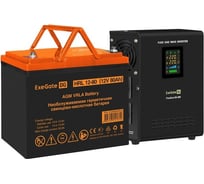 Комплект ExeGate ИБП EX295995RUS + батарея 80Aч EX285654RUS 1шт инвертор, синус, для котла, настенный FineSine SX-500.LCD.AVR.2SH500VA300W, чистая синусоида, цветной LCD-дисплей, AVR 296506