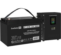 Комплект ExeGate ИБП EX295996RUS + батарея 100Aч EX282985RUS 1шт инвертор, синус, для котла, настенный FineSine SX-800.LCD.AVR.2SH800VA500W, чистая синусоида, цветной LCD-дисплей, AV 296531