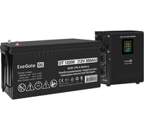 Комплект ExeGate ИБП EX295996RUS + батарея 200Aч EX282991RUS 1шт инвертор, синус, для котла, настенный FineSine SX-800.LCD.AVR.2SH800VA500W, чистая синусоида, цветной LCD-дисплей, AV 296538