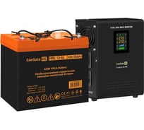 Комплект ExeGate ИБП EX295996RUS + батарея 55Aч EX285652RUS 1шт инвертор, синус, для котла, настенный FineSine SX-800.LCD.AVR.2SH800VA500W, чистая синусоида, цветной LCD-дисплей, AVR 296524