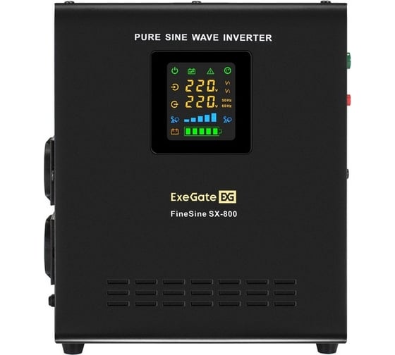 Комплект ExeGate ИБП EX295996RUS + батарея 65Aч EX282980RUS 1шт инвертор, синус, для котла, настенный FineSine SX-800.LCD.AVR.2SH800VA500W, чистая синусоида, цветной LCD-дисплей, AVR 296525
