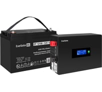 Комплект ИБП ExeGate EX295992RUS + батарея 100Aч EX282985RUS 1шт инвертор, синус, для котла, PF=1, настенный IdealSine SR-600.LCD.2SH 600VA/600W, чистая сину 297395