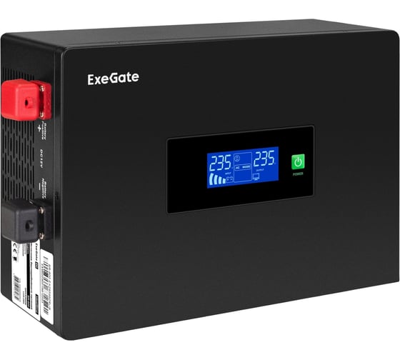 ИБП ExeGate инвертор, синус, для котла, PF=1, настенный IdealSine SR-1500.LCD.2SH 1500VA/1500W, чистая синусоида, цветной LCD-дисплей, 2 Schuko, внешняя бат 295994 1