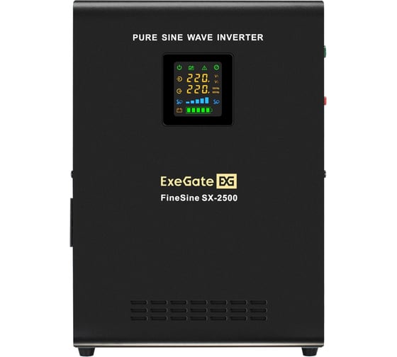 Комплект ExeGate ИБП EX296002RUS + батарея 100Aч EX285656RUS 2шт инвертор, синус, для котла, настенный FineSine SX-2500.LCD.AVR.2SH 2500VA/1800W 296624