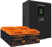 Комплект ExeGate ИБП EX296004RUS + батарея 45Aч EX285666RUS 4шт инвертор, синус, для котла, настенный FineSine SX-5000.LCD.AVR.2SH.T 5000VA/3500W 296660
