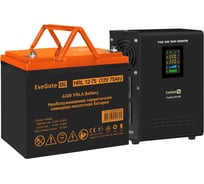 Комплект ИБП ExeGate EX295996RUS + батарея 75Aч EX285653RUS 1шт инвертор, синус, для котла, настенный FineSine SX-800.LCD.AVR.2SH 800VA/500W, чистая синусоида 296528