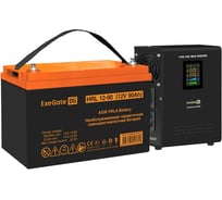 Комплект ИБП ExeGate EX295996RUS + батарея 90Aч EX285655RUS 1шт инвертор, синус, для котла, настенный FineSine SX-800.LCD.AVR.2SH 800VA/500W, чистая синусоида 296530