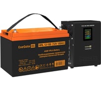Комплект ИБП ExeGate EX295995RUS + батарея 100Aч EX285656RUS 1шт инвертор, синус, для котла, настенный FineSine SX-500.LCD.AVR.2SH 500VA/300W, чистая синусоида 296509