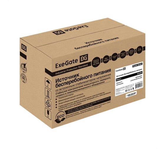 Источник бесперебойного питания ExeGate Power Smart ULB-850.LCD.AVR.EURO.RJ.USB <850VA/480W, LCD, AVR, 2евро, RJ45/11, USB> 285478