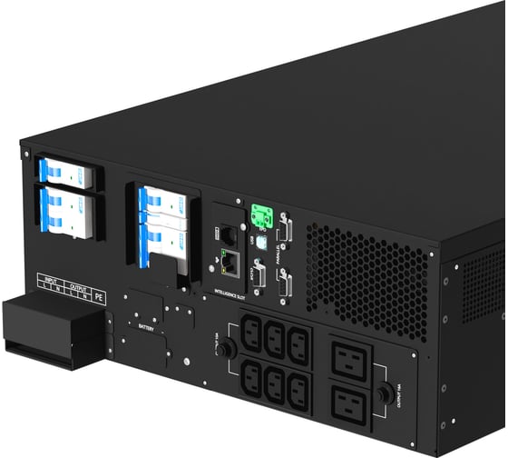 Источник бесперебойного питания ONTEK SM RT 6, 6 кВА/6 кВт (PF=1) с внутренними аккумуляторными батареями, выходными клеммами и выходными розетками 6шт х С13, 2шт х С19 SMRT 6 (SB)
