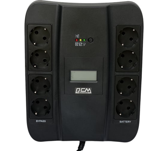 Источник бесперебойного питания Powercom SPIDER, Интерактивная, 750 ВА / 450 Вт, Tower, SPD-750U LCD