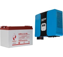 Источник бесперебойного питания Рубин ИБП Hiden Control HPK25-1200M Гибридный (1200ВА/1000Вт, 12В, MPPT 40А) + Аккумуляторная батарея 12V 100Ah AGM (30.5kg) HPK25-1200M/РЭ12100