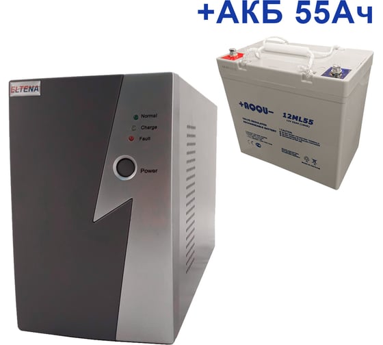 Комплект ИБП ELTENA Intelligent 500LT2 (300Вт) + АКБ AQQU 12ML55 (12В, 55Ач) I500LT2/12ML55 1