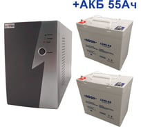 Комплект ИБП ELTENA Intelligent 1000LT2 (700Вт) + 2шт. АКБ AQQU 12ML55 (12В, 55Ач) I1000LT2/12ML55