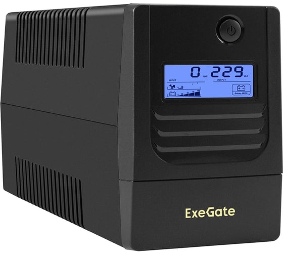 Источник бесперебойного питания ExeGate Smart LB-1000.LCD.AVR.2SH 1000VA/650W, LCD, AVR, 2 Schuko, батарея 12V 9Ah, Black 299506 1